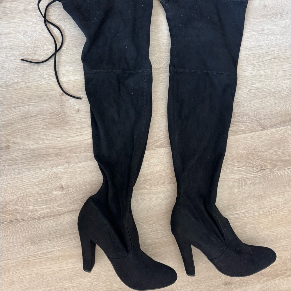 Steve Madden Black Over-the-Knee Boots, Suede
